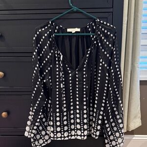 LOFT Black and White Polka Dot Blouse